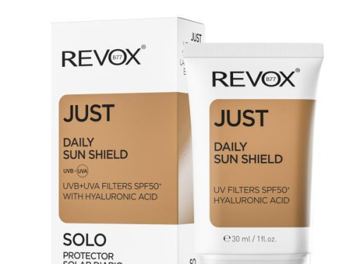 REVOX JUST DAILY SUN SHIELD UVB+UVA FILTERS + HA SPF 50+ FÉNYVÉDŐ, 30ml