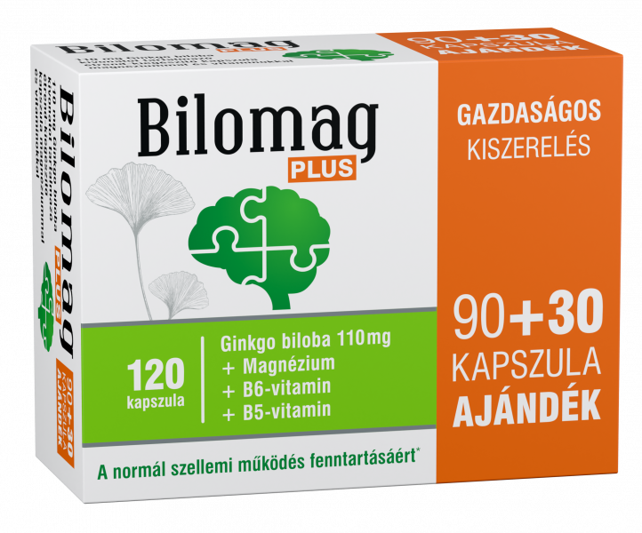 Bilomag PLUS 110 mg Ginkgo biloba kivonatot tartalmazó étrend-kiegészítő kapszula 90 db +30 db