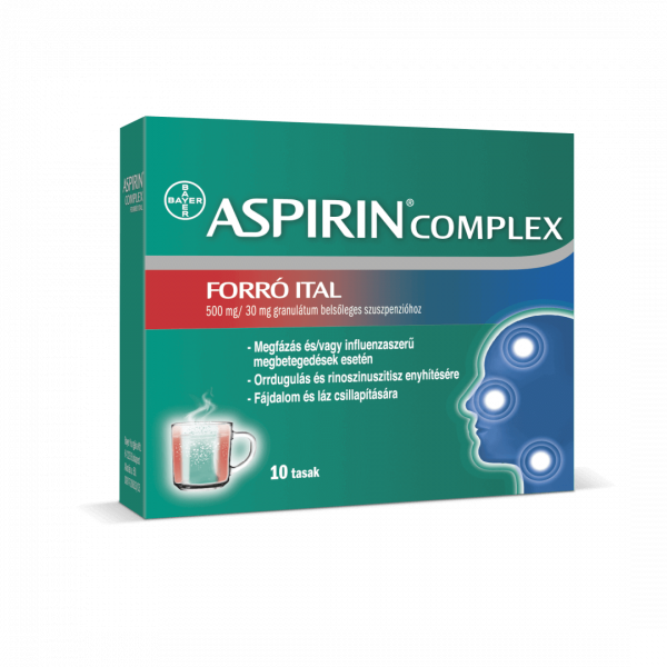 Aspirin Complex Forró Ital 500 mg/ 30mg granulátum belsőleges szuszpenzióhoz, 10 db