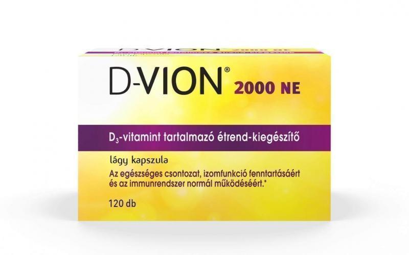 D-Vion 2000 NE D3-vitamint tartalmazó étrend-kiegészítő lágy kapszula (120 db)