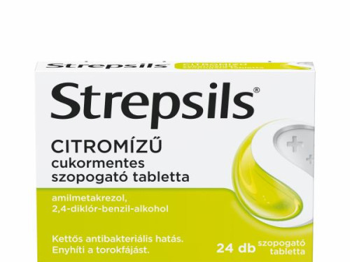 Strepsils citromízű cukormentes szopogató tabletta 24db