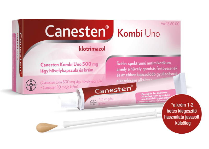 Canesten Kombi Uno 500 mg lágy hüvelykapszula és krém (1db 500 mg lhk. + 20 g krém)