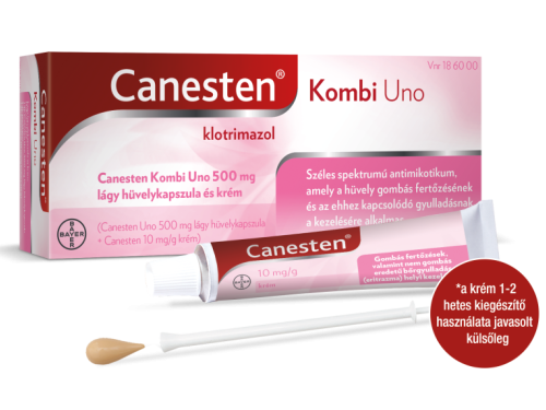 Canesten Kombi Uno 500 mg lágy hüvelykapszula és krém  (1db 500 mg  lhk. + 20 g krém)