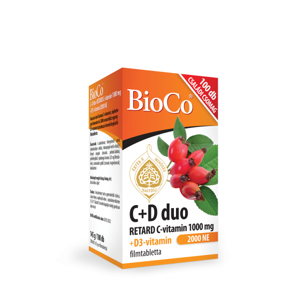 BioCo C+D duo RETARD C-vitamin 1000 mg + D3-vitamin 2000 NE filmtabletta, 100 db