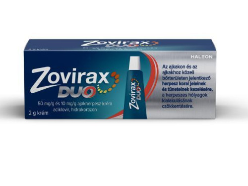 Zovirax Duo 50 mg/g és 10 mg/g ajakherpesz krém, 2 g