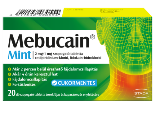 Mebucain Mint 2 mg/1 mg szopogató tabletta