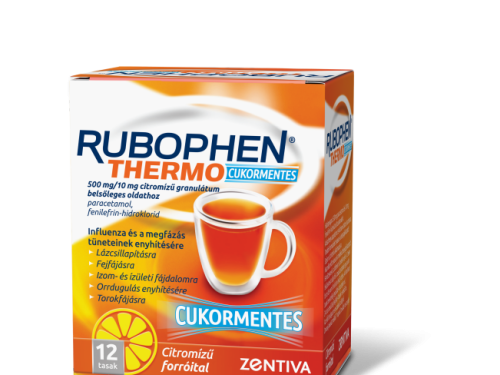 Rubophen Thermo cukormentes 500 mg/10 mg citromízű granulátum belsőleges oldathoz 12x