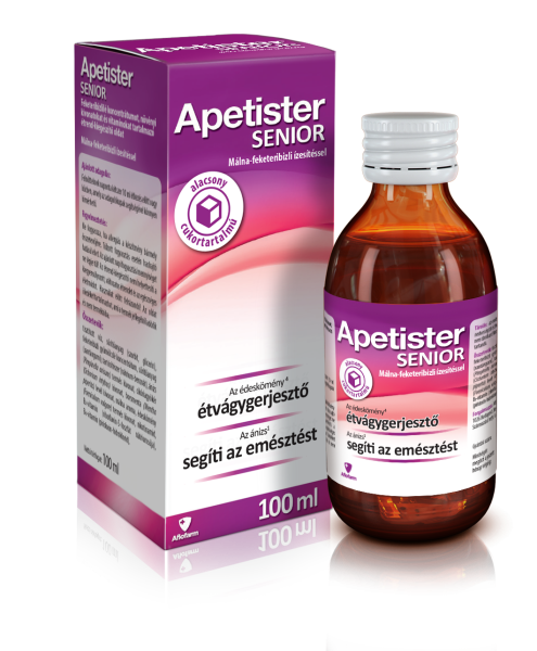 Apetister SENIOR feketeribizlilé koncentrátumot, növényi kivonatokat és vitaminokat tartalmazó étrend-kiegészítő oldat, 100 ml