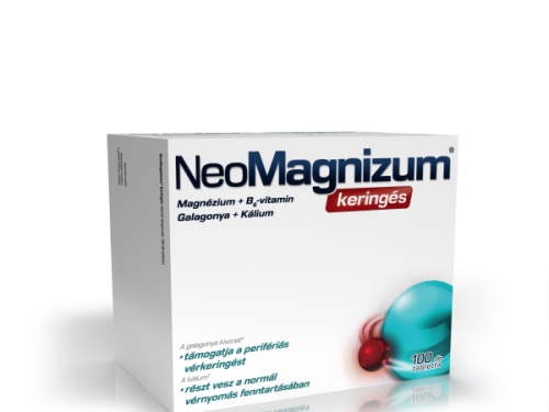 NeoMagnizum keringés káliumot, magnéziumot, galagonya kivonatot és B6-vitamint tartalmazó étrend-kiegészítő tabletta, 100 db