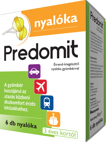 Predomit Étrend-kiegészítő nyalóka gyömbérrel 6 db