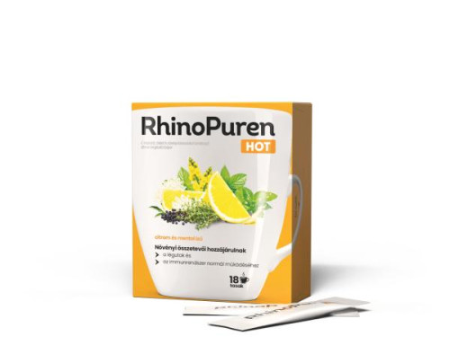 RhinoPuren HOT C-vitamint, cinket és növényi kivonatokat tartalmazó étrend-kiegészítő italpor, 18 tasak