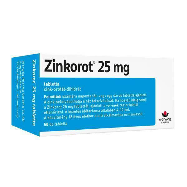 Zinkorot 25 mg tabletta 50x