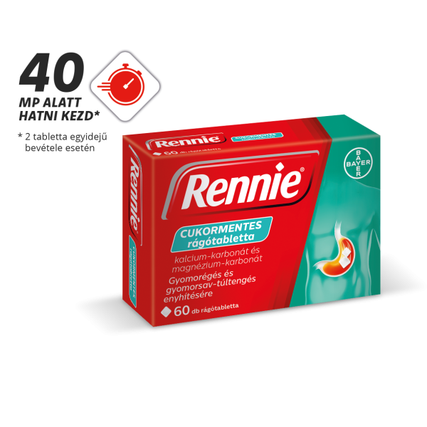 Rennie cukormentes rágótabletta, 60 db