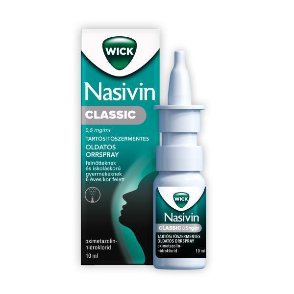Nasivin Classic 0,5 mg/ml tartósítószermentes oldatos orrspray 10 ml