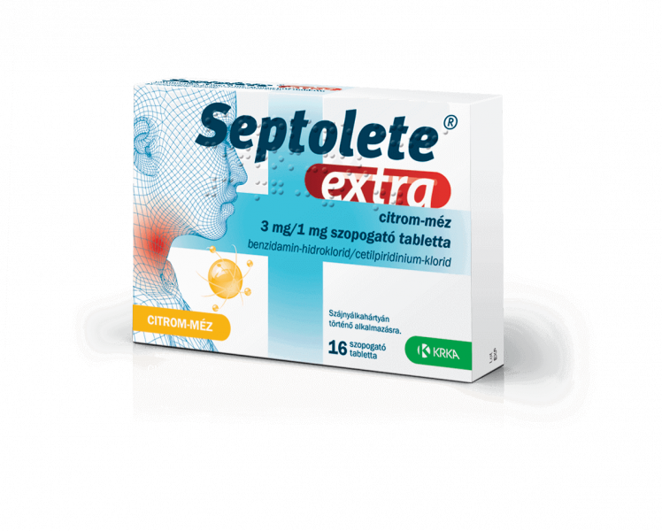 Septolete extra citrom-méz 3 mg/1 mg szopogató tabletta, 16 db