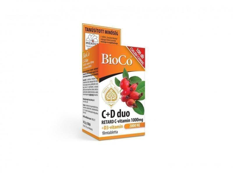 BioCo C+D duo RETARD C-vitamin 1000 mg + D3-vitamin 2000 NE filmtabletta, 100 db