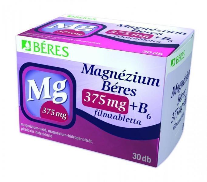 Magnézium Béres 375 mg + B6 filmtabletta, 30 db