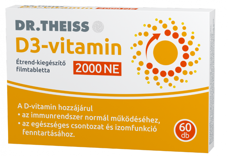 Dr. Theiss D3-vitamin étrend-kiegészítő filmtabletta 2000 NE 60x