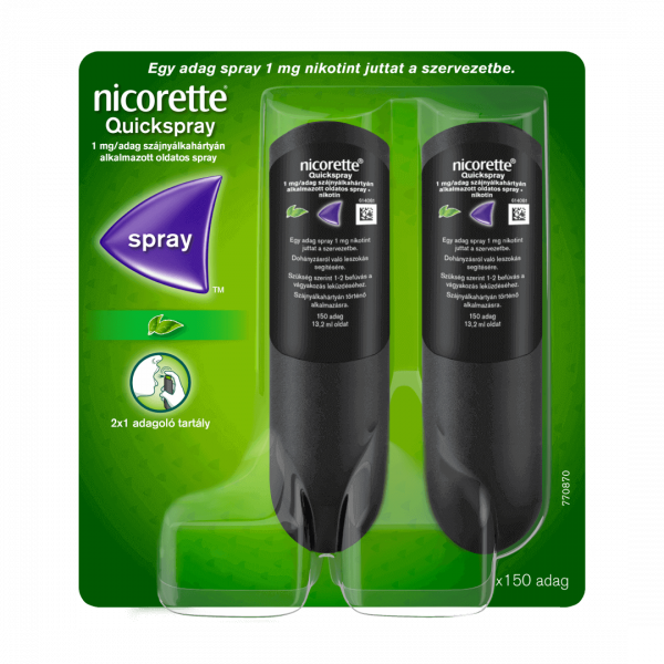 Nicorette® Quickspray 1 mg/adag szájnyálkahártyán alkalmazott oldatos spray 2x13,2ml 