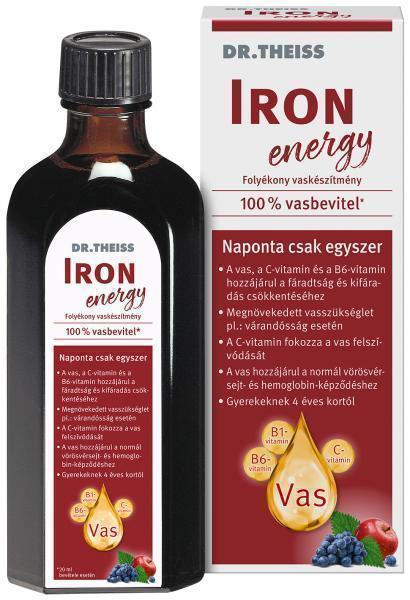 Dr. Theiss IRON energy 250 ml Folyékony étrend-kiegészítő vassal és vitaminokkal, édesítőszerrel