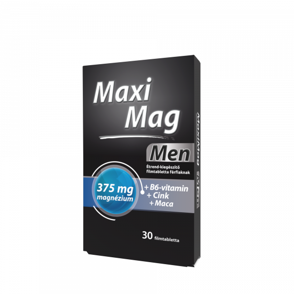 MaxiMag Men Étrend-kiegészítő filmtabletta férfiaknak magnéziummal, B6-vitaminnal, cinkkel és maca gyökér kivonattal 30 db